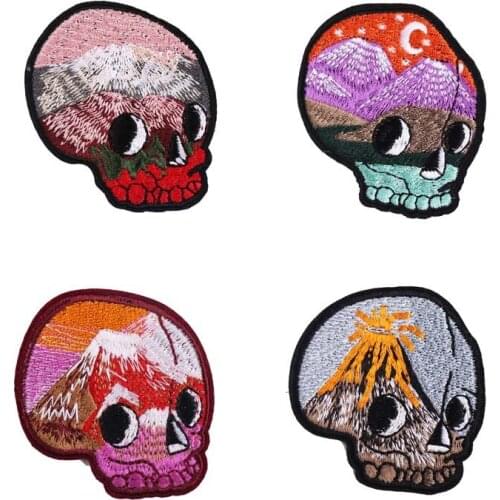1pcs Funny Skull Theme Embroidered Patches Sew Applique Stickers Badge Accessories Decoration Denim clothing Handbag Patch