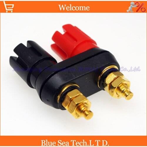 10pcs New gold-plating duplex terminal/binding post banana socket,two sorts Audio output connector red and black Free Shipping