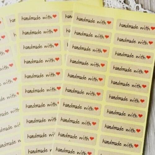 1000pcs/lot "Hand made with heart"kraft paper package seal stickers for handmade products DIY label/office school supplies