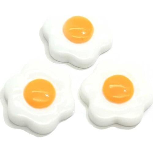 20/50pcs Simulation Re-ment Fried Egg Resin Poached Egg Resin Charms For Cream Glue Phone Shell Beauty Accessories Or Miniature