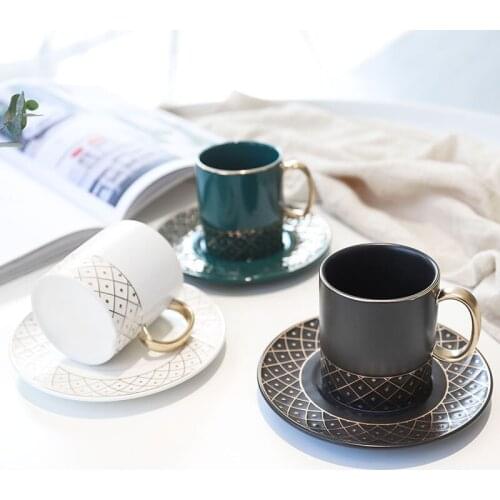 200ML Ceramic Coffee Cup With Saucer Coffee Set Water Mugs Luxury Phnom Penh Coffee Mug Juice Drinkware Milk Cup New Year Gifts
