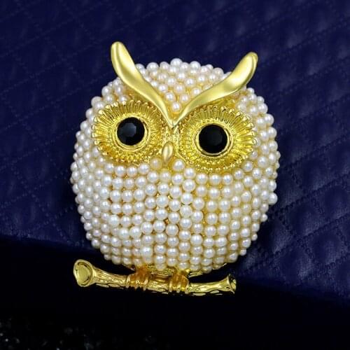2021 Pearl Brooches Owl Animal Brooches Pin For Men Women Party Accessories Wedding Decoration Rhinestone Jewelry Brooch Pins