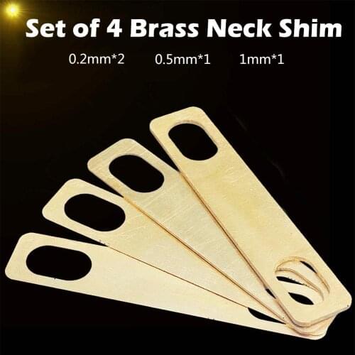 4Pcs Brass Guitar Bass Neck Shims 0.2mm 0.5mm 1mm Thickness For String Instruments Guitar Bass Pickup Replacement Accessories