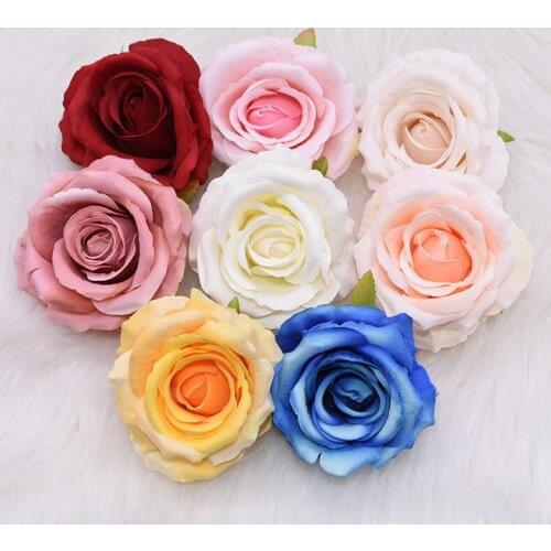 5/10pcs 10cm Rose Head Home Decorative Artificial Flower Silk Rose DIY Scrapbooking Wreath Birthday Wedding Flower Party Decor