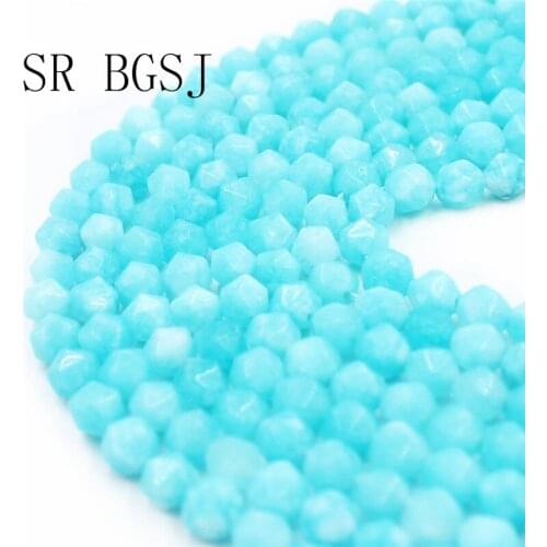Free Shipping 8mm Faceted Round Polygonal Semi Amazonite Jades Natural Gems Stone Beads 15"