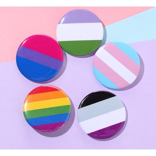 1PCS Rainbow Gay Pins Tinplate Badge Support Gay Lesbian Bisexual Transgender Symbol Pin Icons Lapel Brooches Collar Jewelry