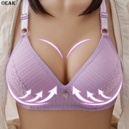 OEAK Push Up Bra Anti-sag Bra For Women Solid Color Sexy Fashion Underwear Comfortable Soft Female Bra Large Size Sports