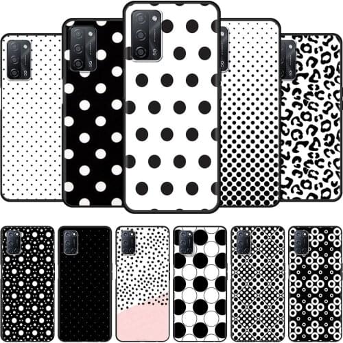 Black and White Polka Dot Cell Phone Case for Oppo A53 A9 2020 A52 A93 Find X2 Lite X3 Reno 3 4 Pro 5G Ace A55 A94 A74 Cover