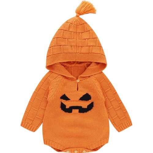 Unisex Boy Girl Baby Romper Newborn Toddler Halloween Clothing Hooded Sweater Infant Knit Long Sleeve Jumpsuit Super Soft Warm
