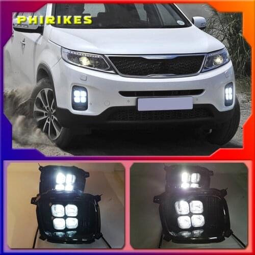 2pcs LED For KIA Sorento 2013 2014 DRL Daytime Running Light Daylight Waterproof fog lamp Cover car Styling lights