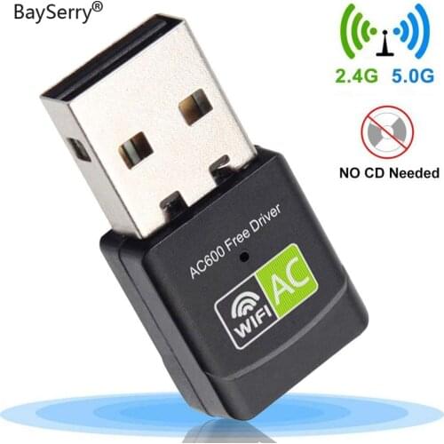 600Mbps Dual Band Wireless Free Driver USB WiFi adapter Wi-Fi Ethernet Receiver Antenna 2.4G 5GHZ for Pc Windows Wi Fi PC Laptop