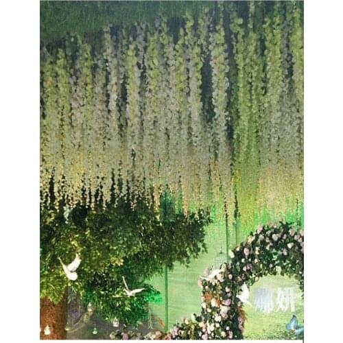 Elegant Artificial Hydangea Silk Flower Vine Home Wall Hanging Wisteria Garland 14 colors Available For Wedding Xmas Decoration