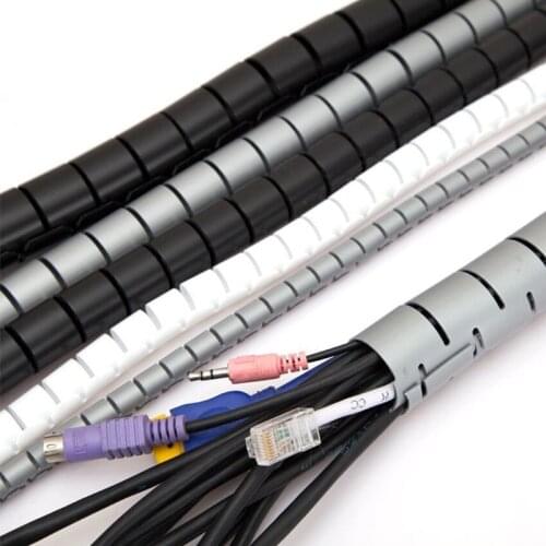 1m flexible spiral tube cable manager winding protector storage tube cable winder home office desk office finishing tool