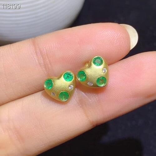 Columbia mining area, natural emerald earrings, 925 sterling silver, womens high-end colorful jewelry