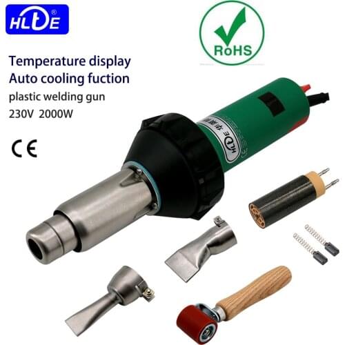 HLTE-D20S 230V 2000W Plastic welding gun heat torch hot air blower welder for PVC/PP/PE,Temperature display+Auto cooling