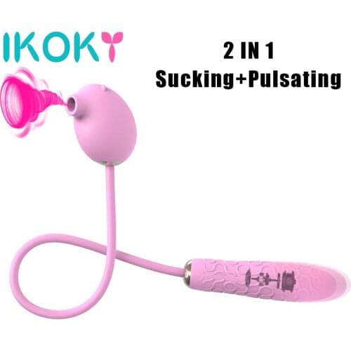 IKOKY Clit Nipple Massager Sucking Vibator 2 In 1 Collision Vibrating Dildo 3 Sucking 7 Pulsating G Spot Clitoris Stimulator