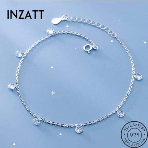 INZATT Real 925 Sterling Silver Zircon Anklet For Fashion Women Party Cute Fine Jewelry MInimalist Accessories Gift