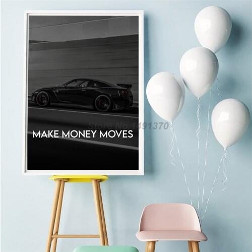 Make Money Moves Abstract Canvas Poster Minimalist Art Motivational QuotePainting All Picture Print Office Room Decoration