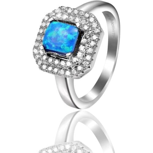 DORMITH 925 sterling Silver created blue fire opal classics ring jewelry Rings