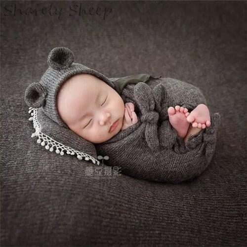 Newborn Photography Stretch Wraps Props Baby Photo Shoot Hat+Wrap+Pillow Sets bebe fotografia Accessories fotoshooting Props