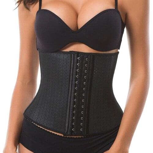Short Torso Latex Waist Trainer Women Corset Body Shaper Slimming Belly Sheath Body Shapewear Steel Boned Modeling Strap Fajas