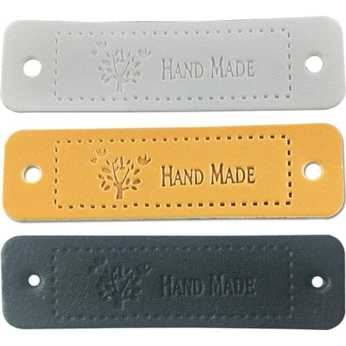 Love Tree Hand Made Leather Labels For Gift Handmade Leather Tags Garment Decoration Badge For Jeans Clothes Sewing Label