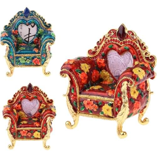 1:6 Scale Dollhouse European court style single sofa metal armchair with flower painting dollhouse miniature furniture