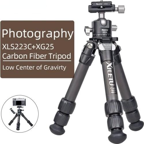 Lightweight Stable Carbon Fiber Tripod w 360 dgree Rotation Detachable Ball Head Mini Tabletop Stand For Digital Cameras DSLRS