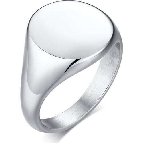 Fashion Simple Style Gold/Silver Color Round Circle Ring Engrave Name Classic Ring Wedding Engagement Jewelry