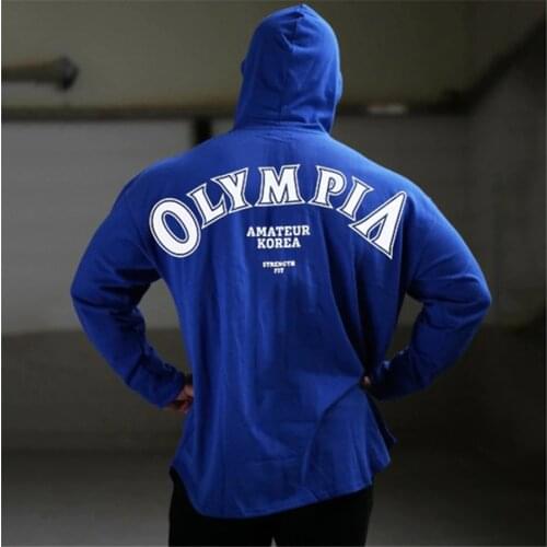 2021 Men Sport Long Sleeve Hoodies Sweatshirt Gyms Fitness Cotton Male Pullover Bodybuilding Jogging Training Tops Clothing