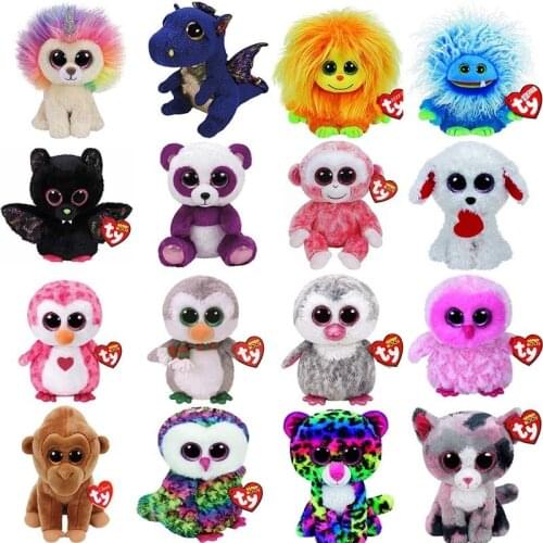 New 6" 15cm Ty Big Glitter Eyes Unicorn Fox Pig Plush Stuffed Animal Collectible Soft Cat Dog Leopard Doll Toy Boy And Girl Gift