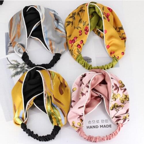 2018 new fashion satin fabric cross turban headband women girls scrunchy hair head bands wrap accessories for girls headdress