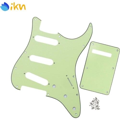 New Set of 3Ply Mint Green Guitar Pickguard Scratch Plate SSS 11 Hole & Cavity Cover Back Plate & Screws Guitar Accessories