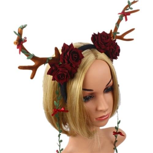Cute Flower Butterfly Tree Branches Hair Hoop Costume Hairband for Women Girls Christmas Deer Antlers Headband