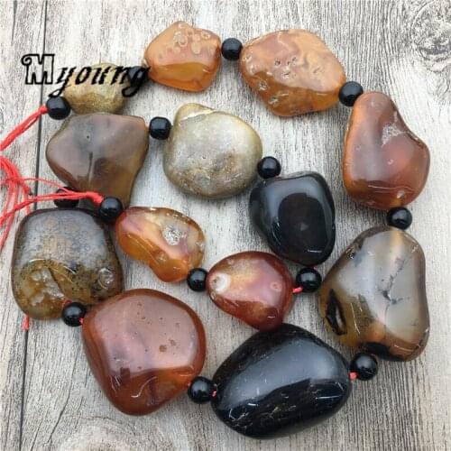 Polished Brown Agates Loose Nugget Beads, large Mix size agates Quartz Space Beads For Jewelry MY1779