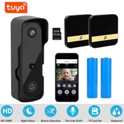 Tuya APP Video Doorbell Camera WIFI Security CCTV Camera Wireless HD Smart Home Video Intercom Doorbell IR Night vision Mini 2MP