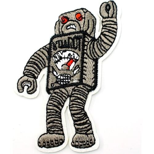 Robot Size:5.5x7.8cm Iron On Patch Embroidered Applique Sewing Clothes Stickers Garment Apparel Accessories Badges