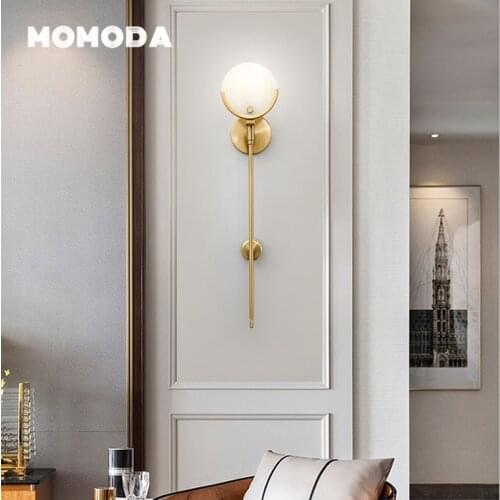 Luxury Copper LED Wall Lamps Modenr Marble Ball Wall Sconce Decoration Bedroom Living Room Corridor Indoor Lights Fixture Lustre