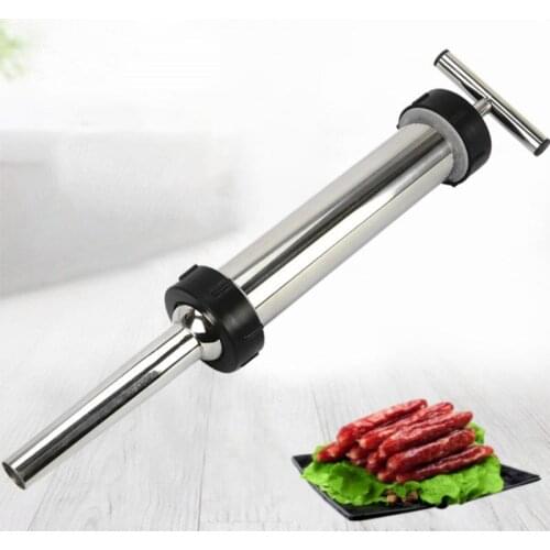 Stainless Steel Sausage Maker Meat Stuffer Syringe Filler Hand Operated Machine with 3pcs Tubes DIY Kitchen Tool