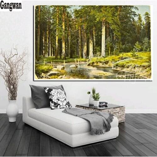 Modern Kyoto Sunset River Forest natural Landscape 5D DIY Diamond Painting Full Square round Drill Handcraft Kit Home Decoration
