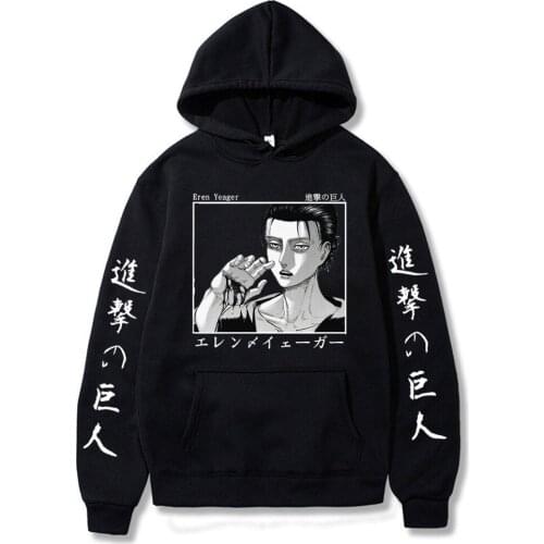 Japan Anime Attack on Titan Hoodie Eren Yeager Printed Hoody Sweatsahirt Coat Harajuku Hoodie Clothes Fashion Oversized Hoodie