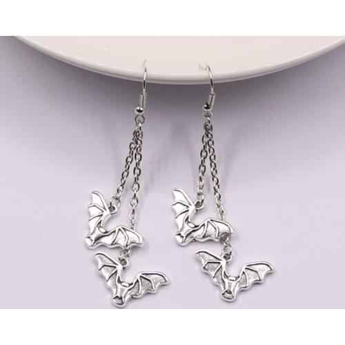 Hanging bat earrings Gothic witch Vampire Bat pendant Diablo jewelry silver bat fashion gift women classical Halloween hilarity