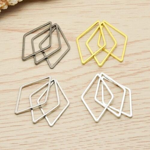 20 pieces of 32 * 20mm golden geometric prism-shaped closed copper ring connectors embellished necklace pendant accessories
