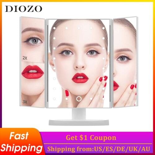 DIOZO Magnifying Makeup Mirror Flexible 1X/2X/3X Magnifying Cosmetics Mirrors Touch Screen Makeup Mirror with 21 LED Lights