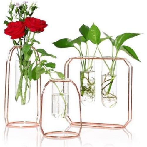 Retro Iron Line Table Flowers Vases Nordic Decoration Home Metal Plant Holder Nordic Styles Flower Vase Home Decor