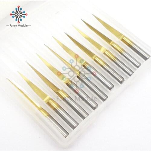 10pcs 3.175mm Tungsten Steel Carbide PCB Engraving Bits CNC Router Tool 10 Degree 0.1mm