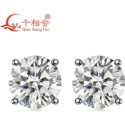 925 silver white color moissanites stone round shape 8mm single ear stud Earing