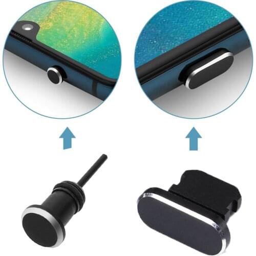 2PCS Metal Charging Port +3.5mm Earphone Port Dust Plug Replacement for Android for iPhone for Type-C Mobile Phone free shipping