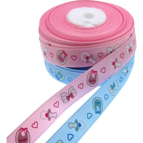 20yards 5/8" Printed Baby Bib Pacifier Heart Ribbons Grosgrain Ribbon For Craft Packaging Decorations 15mm
