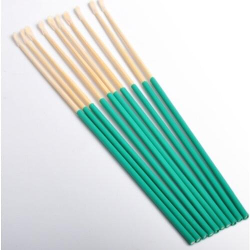 Bamboo Wooden Ear Cleaner Spoon Anti-Skid Green Rubber Handle Earpick Earwax Removal With Soft Silicone Cover Head Health Care